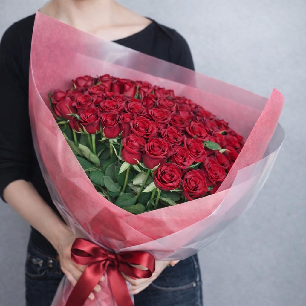 Amazon｜BisesFlower(ビズフラワー)【花束 バラ50本】 レッド 薔薇